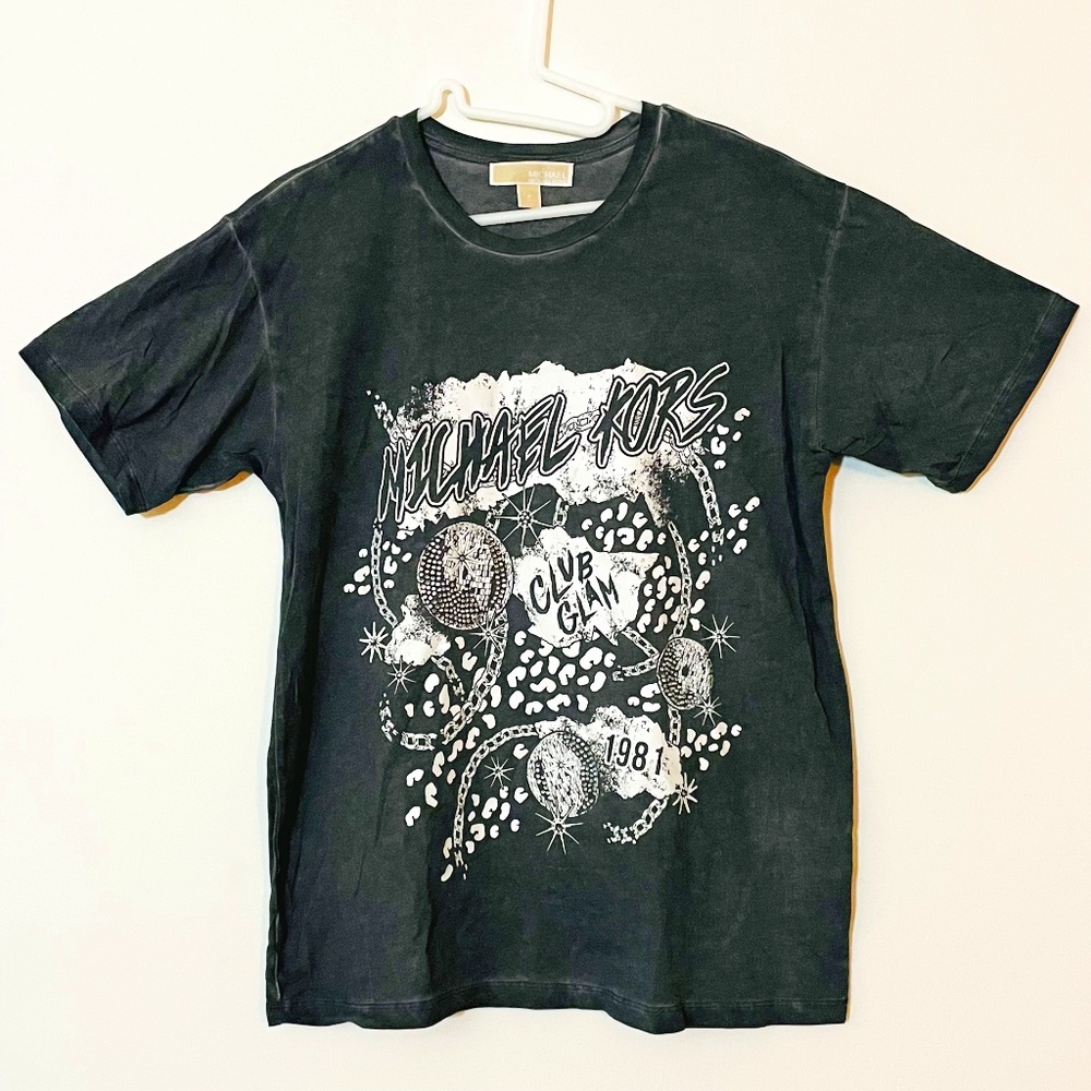 Michael Kors Small Faded Black Club Glam T-shirt